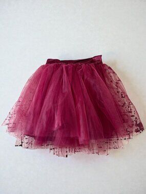 BURGUNDY Women's Tulle A Line Skater Skirt Size Small